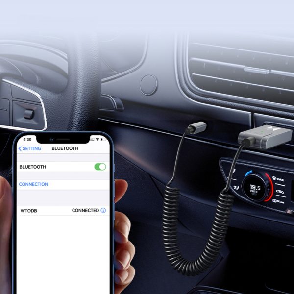 Audio adapteris ar Bluetooth 5.3 uztvērēju un Aux minijack 3,5 mm un USB savienotāju