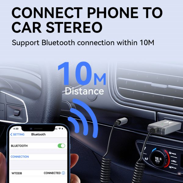 Audio adapteris ar Bluetooth 5.3 uztvērēju un Aux minijack 3,5 mm un USB savienotāju