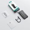 Bruņotā PowerBank 1000mah āra ar USB -C microUSB zibens kabeļiem un lukturīti - melns