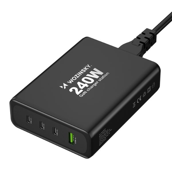 240W USB-A 3X USB-C GAN lādētājs.
