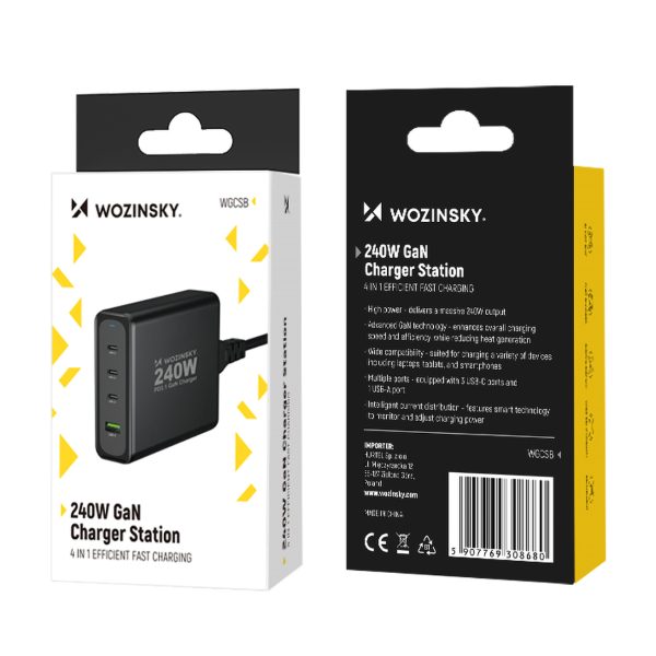 240W USB-A 3X USB-C GAN lādētājs.