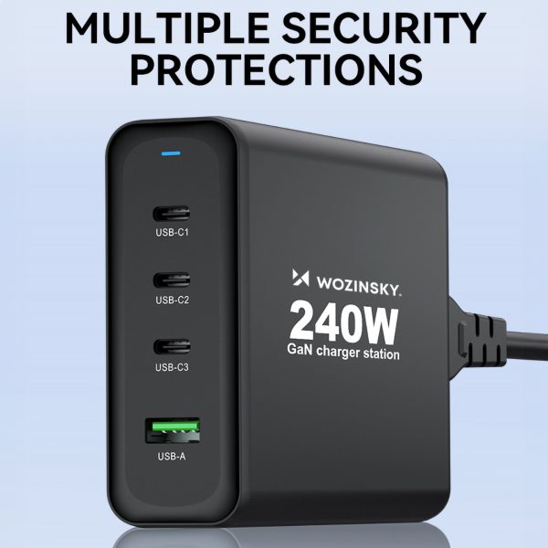 240W USB-A 3X USB-C GAN lādētājs.