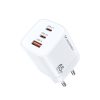 GAN 65W 100-240V USB-A 2X USB-C baltais lādētājs