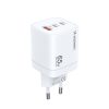 GAN 65W 100-240V USB-A 2X USB-C baltais lādētājs