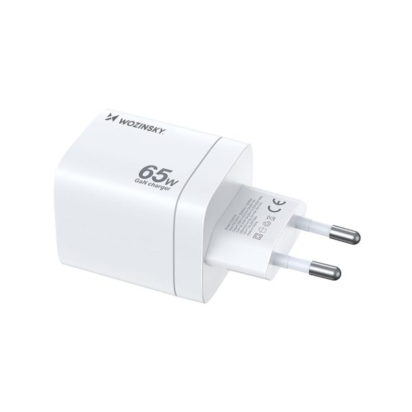 GAN 65W 100-240V USB-A 2X USB-C baltais lādētājs