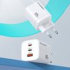 GAN 65W 100-240V USB-A 2X USB-C baltais lādētājs