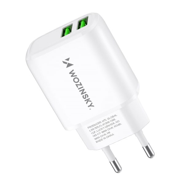 Tīkla lādētājs 100-240V 30W 2,4A 2x USB-A White
