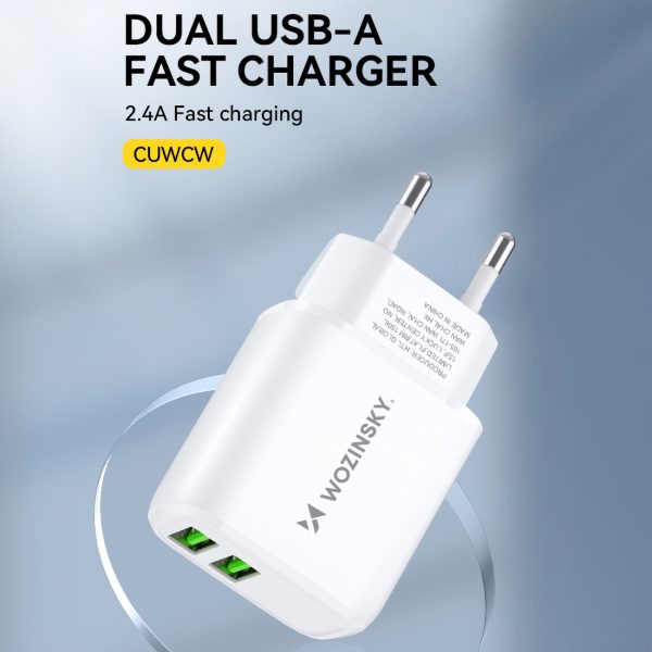 Tīkla lādētājs 100-240V 30W 2,4A 2x USB-A White