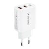Tīkla lādētājs 100-240V 30W USB-C 2X USB-A White