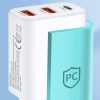 Tīkla lādētājs 100-240V 30W USB-C 2X USB-A White