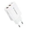 Tīkla lādētājs 100-240V 30W USB-C 2X USB-A White