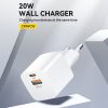 PD QC 3.0 100-240V 20W USB-C USB-A Network Charger
