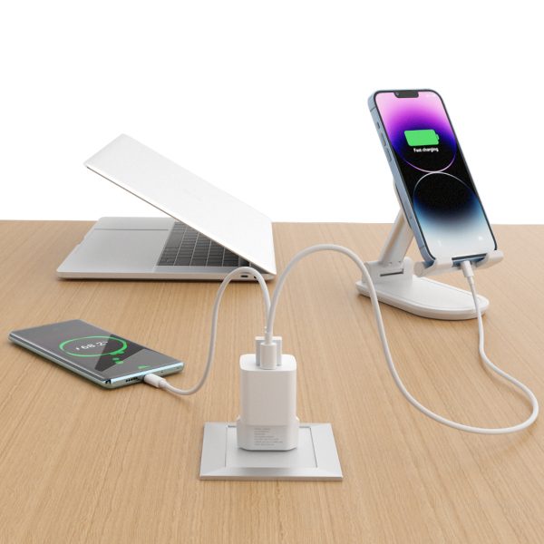 PD QC 3.0 100-240V 20W USB-C USB-A Network Charger