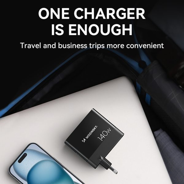 100-240V GAN 140W 3X USB-C / 2X USB-A tīkla lādētājs