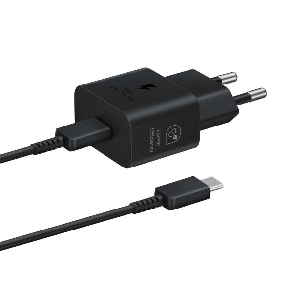 Samsung Gan 25W SFC lādētājs ar USB-C melno kabeli