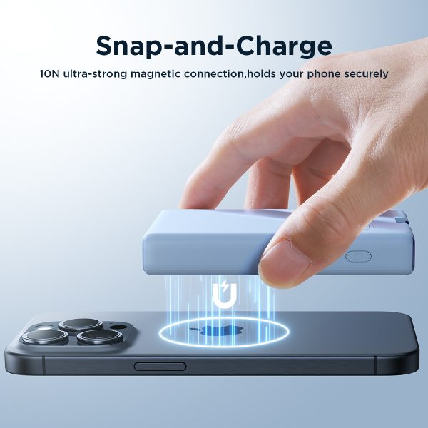 Magnētiskā PowerBank 1000mah 20W ar pamatni + zibens kabelis - USB -C Blue