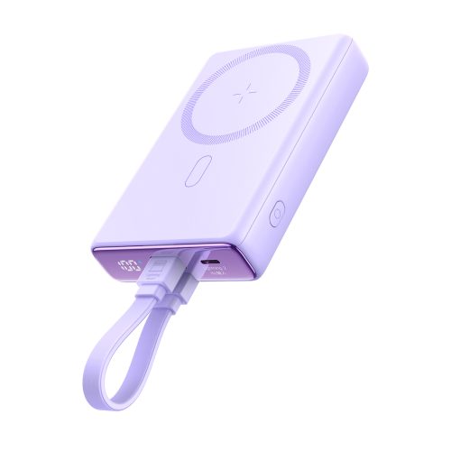 Magnētiskā PowerBank 1000mah 20W ar statīvu + zibens kabelis - USB -C purpursarkanā krāsā