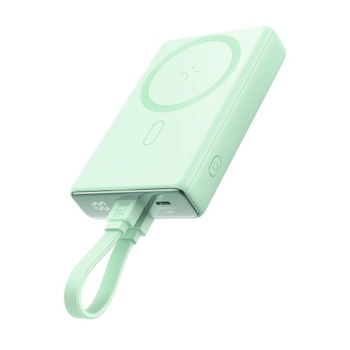 Magnētiskā PowerBank 1000mah 20W ar statīvu + zibens kabelis - USB -C zaļš