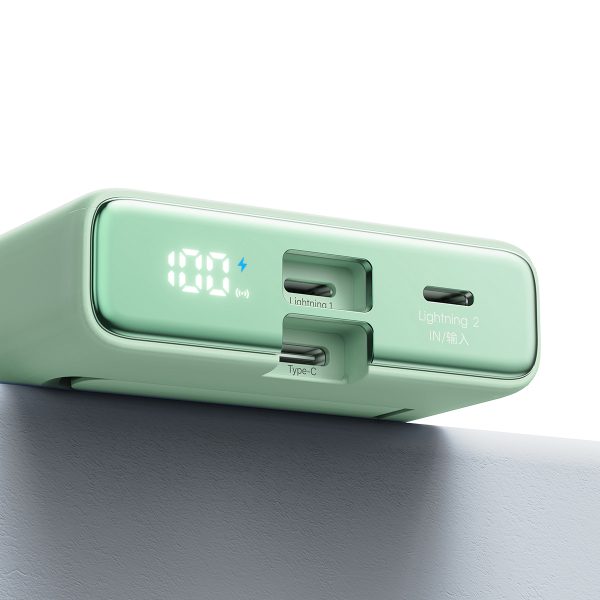 Magnētiskā PowerBank 1000mah 20W ar statīvu + zibens kabelis - USB -C zaļš