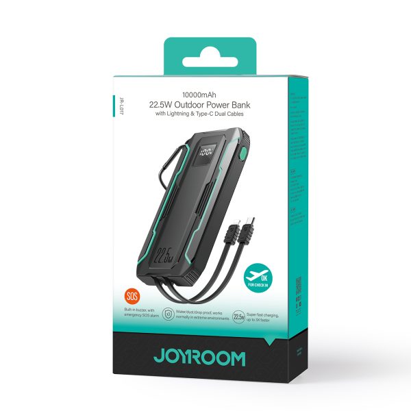 Āra 1000mAh bezceļa PowerBank ar iebūvētu USB-C un zibens melniem kabeļiem