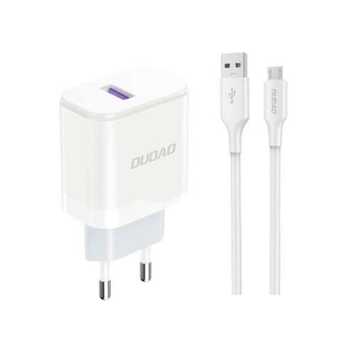 USB-A 18W tīkla lādētājs ar USB-A Cable-Microusb White