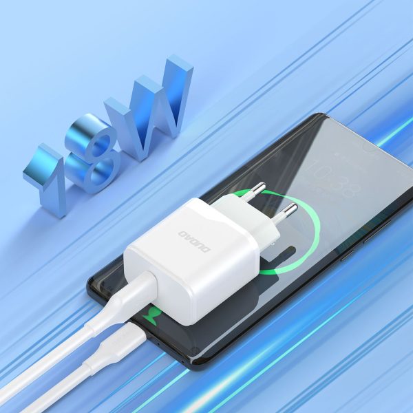 USB-A 18W tīkla lādētājs ar USB-A Cable-Microusb White