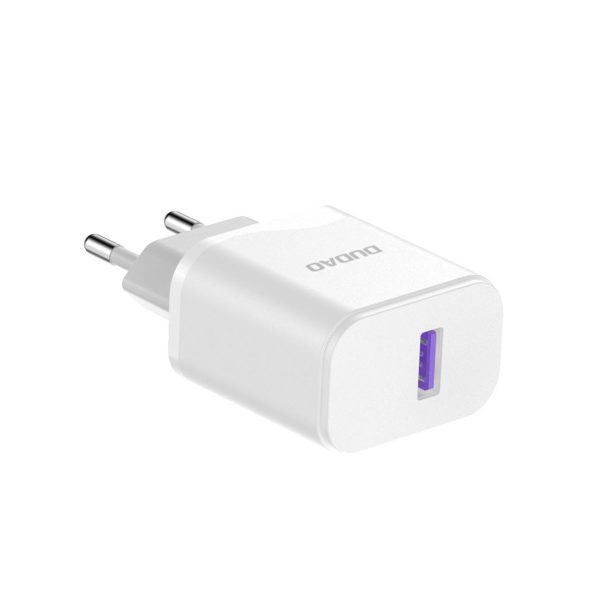 USB-A 18W tīkla lādētājs ar USB-A-USB-C balto kabeli