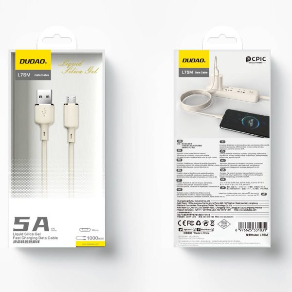 Kabeļa pastiprināta kabeļa sr usb -a - microusb 5a 1m bēša
