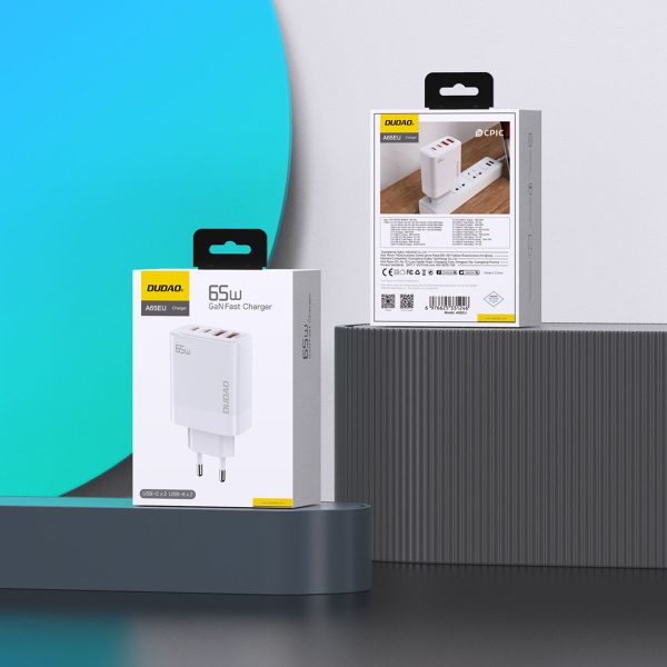 GAN 2X USB-A / 2XUSB-C PD 65W baltais lādētājs