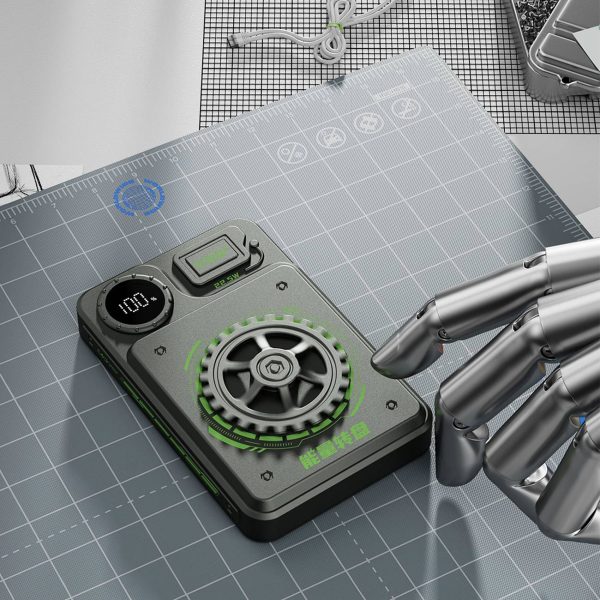 Stilīgs PowerBank 1000MAH 22.5W USB-A / USB-C ar pelēku displeju