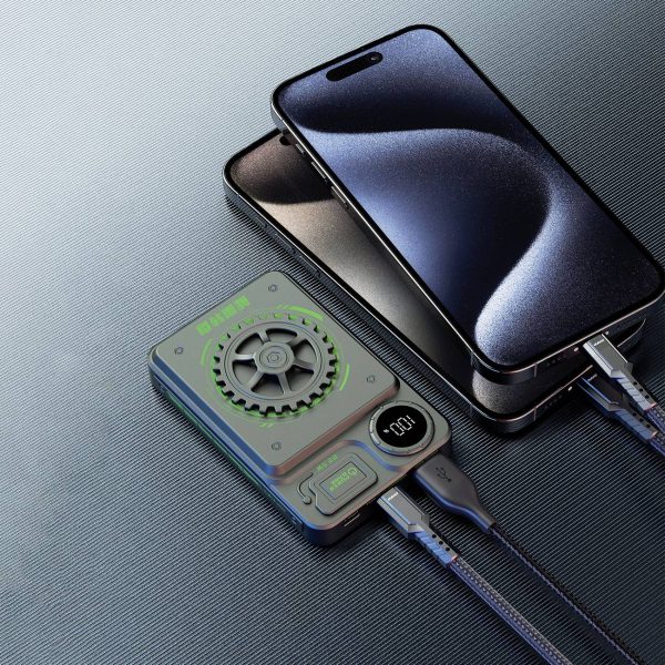 Stilīgs PowerBank 1000MAH 22.5W USB-A / USB-C ar pelēku displeju