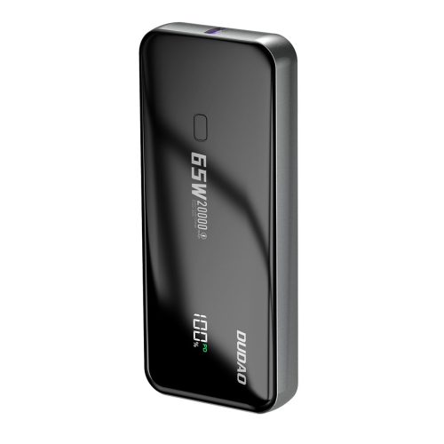 PowerBank 20 000 mAh 65W 1x USB-C 2X USB-A ar melnu displeju