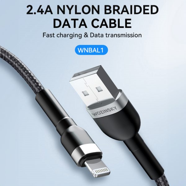 Kabelis Kabelis iPhone USB -A pinai - zibens 2,4A 1m melns