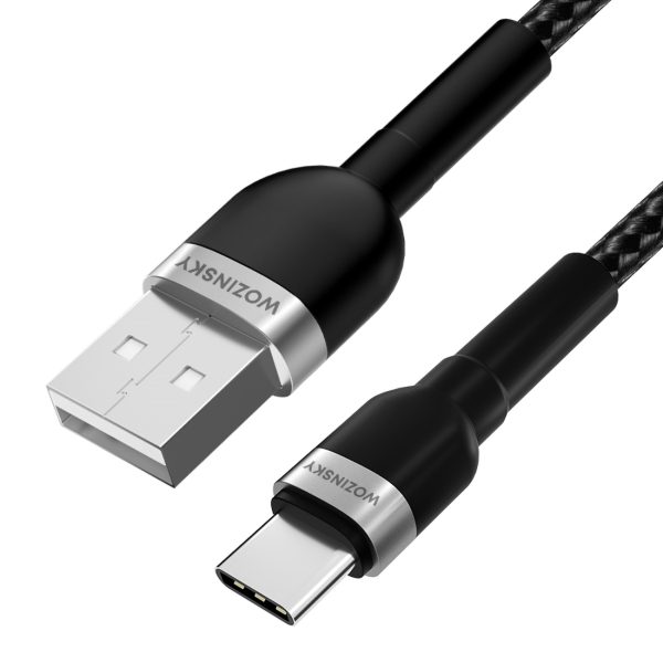 Kabeļa kabelis USB-A BRAID-USB-C 2,4A 1M melnā krāsā