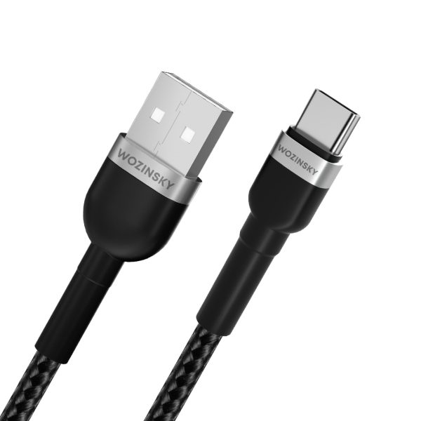 Kabeļa kabelis USB-A BRAID-USB-C 2,4A 1M melnā krāsā
