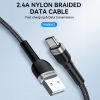 Kabeļa kabelis USB-A BRAID-USB-C 2,4A 1M melnā krāsā