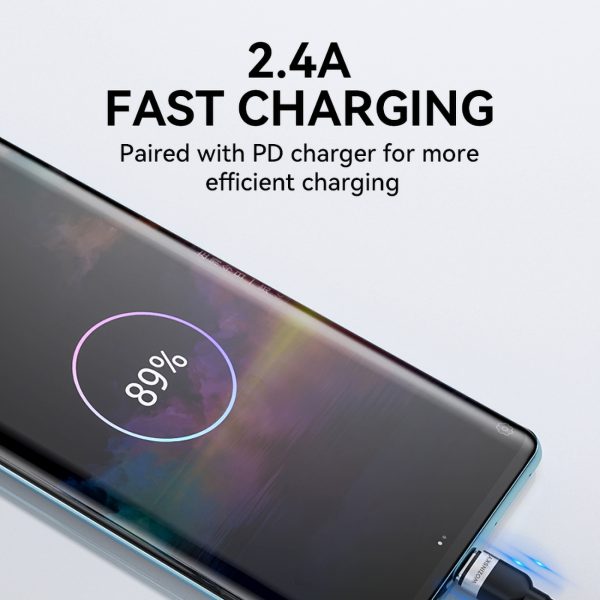 Kabeļa kabelis USB-A BRAID-USB-C 2,4A 1M melnā krāsā