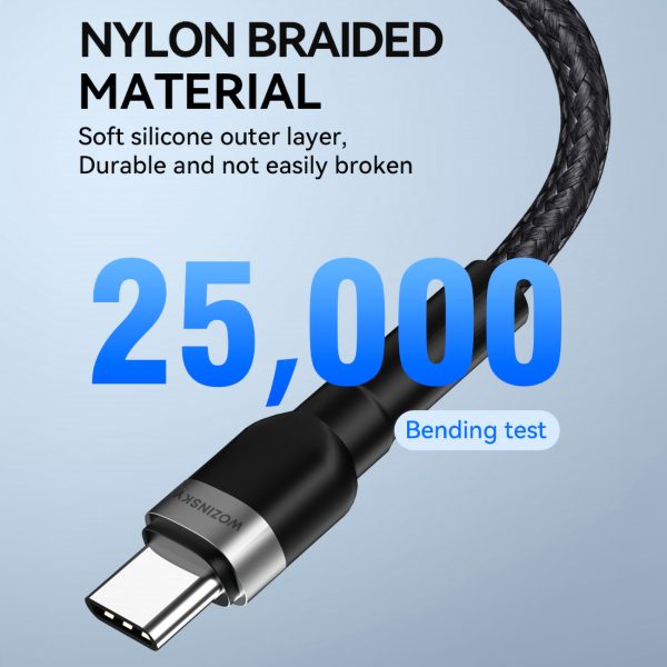Kabeļa kabelis USB-A BRAID-USB-C 2,4A 1M melnā krāsā