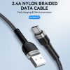 Kabeļa kabelis USB-A BRAID-USB-C 2,4A 2M melnā krāsā
