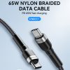 Kabeļa kabelis USB-C BRAID-USB-C PD 65W 1M Black