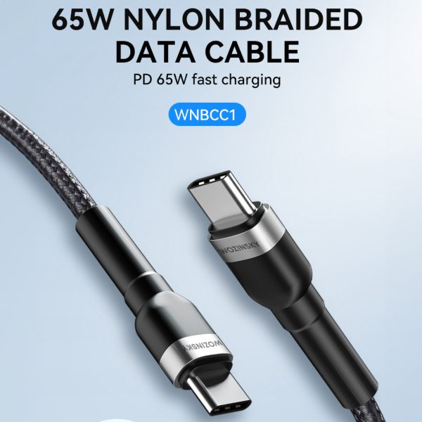 Kabeļa kabelis USB-C BRAID-USB-C PD 65W 1M Black