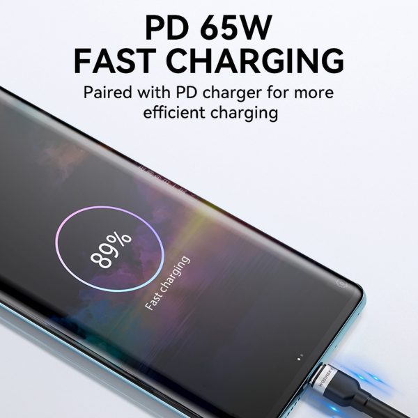 Kabeļa kabelis USB-C BRAID-USB-C PD 65W 1M Black