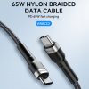 Kabeļa kabelis USB-C BRAID-USB-C PD 65W 2M melnā krāsā