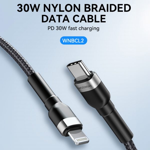 Kabelis Kabelis iPhone USB -C - zibens PD 30W 2M Black