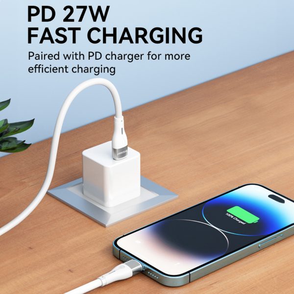 Kabelis Kabelis iPhone USB -C - zibens pd 27w 1m balts
