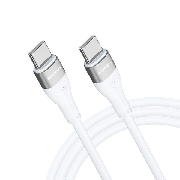 Izturīgs elastīgs kabelis USB-C kabelis-USB-C PD 65W 1m balts