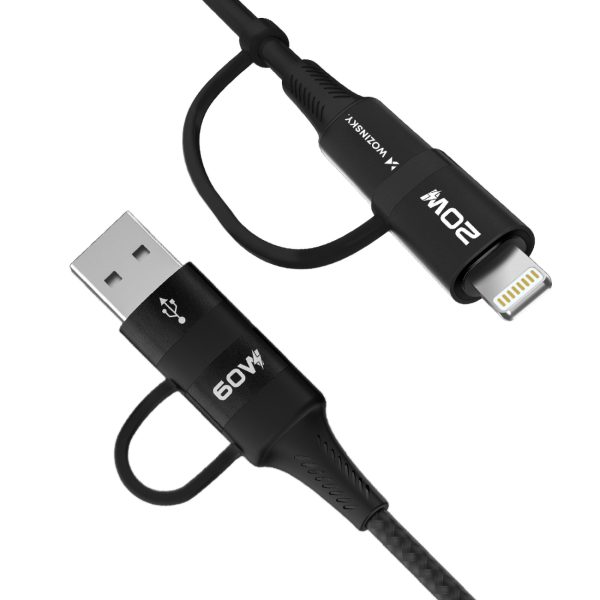 4in1 Universal Cable 2x USB-C 1X USB-A 1x Lightning 60W 1M Black