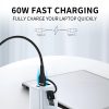 4in1 Universal Cable 2x USB-C 1X USB-A 1x Lightning 60W 1M Black