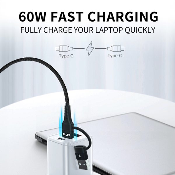 4in1 Universal Cable 2x USB-C 1X USB-A 1x Lightning 60W 1M Black