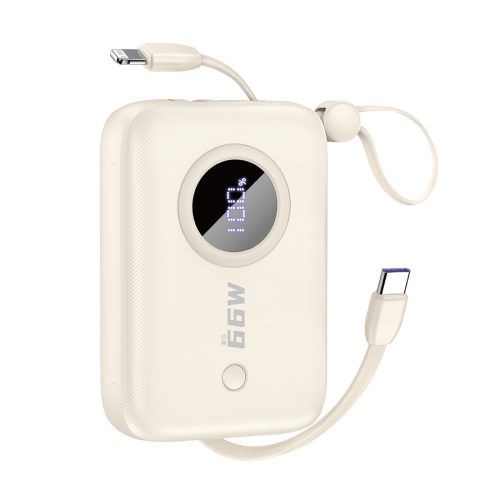 PowerBank 1000mah ar USB-C / iPhone zibens smilškrāsas kabeļiem